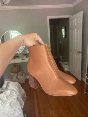 Francesca's Collections Cognac Block Heel Ankle Booties